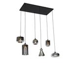 HANGLAMP XXL 6 LICHTS MIX SMOKE GLASS ERIC KUSTER STIJL, Ophalen of Verzenden, Nieuw, 75 cm of meer