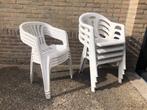 8 kunststof/plastic witte stapelstoelen, Ophalen, Gebruikt, Plastic, Stapelbaar