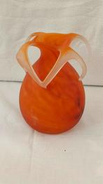 Vaas Czech Kralik Era Mottled Satin Art Glass glaskunst, Ophalen, Oranje, Minder dan 50 cm, Glas
