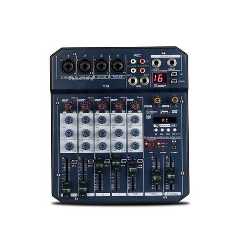T6 Audio Mixer 6-Kanaals-Draagbare Geluidskaart - Bluetooth, Muziek en Instrumenten, Microfoons, Zo goed als nieuw, Instrumentmicrofoon