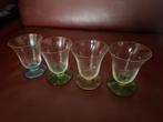 Vintage Borrelglaasjes met gekleurde voet, Ophalen of Verzenden