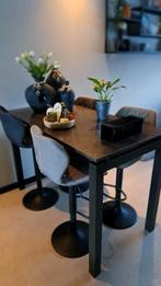 bar tafel met marmer blad en 4 verstelbare barstoelen, Ophalen, Zo goed als nieuw