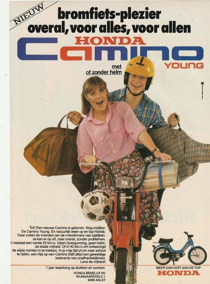 Retro reclame 1979 Honda Camino Young brommer nog vrolijker, Verzamelen, Retro, Overige typen, Verzenden