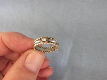 Antieke ring in wellicht zilver en goud met steen 1876  beschikbaar voor biedingen