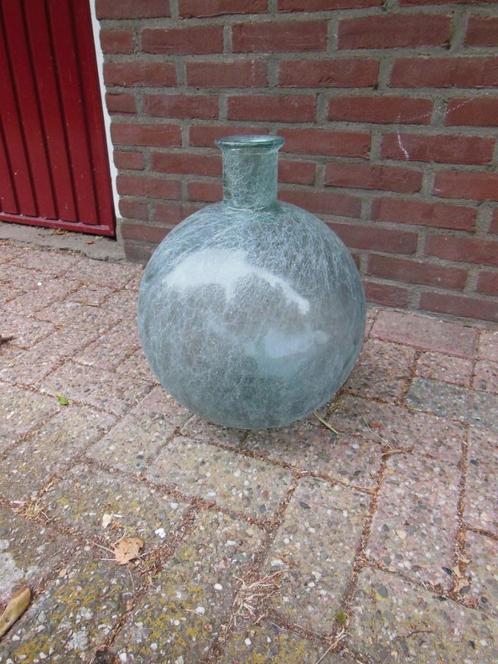 SIERFLES  Gemarmeleerd  GLAS  Rond/Bol 45 cm hoog, Huis en Inrichting, Woonaccessoires | Vazen, Gebruikt, Blauw, Minder dan 50 cm