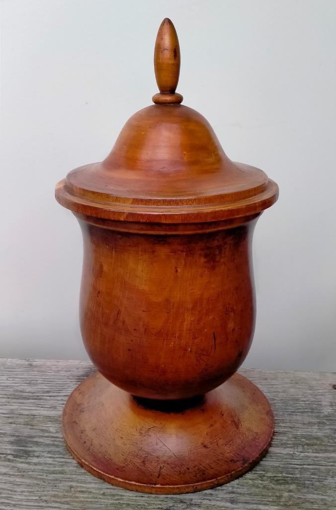 Antiek Houten Pot & Deksel - 28x16CM, Antiek en Kunst, Antiek | Overige Antiek, Ophalen of Verzenden