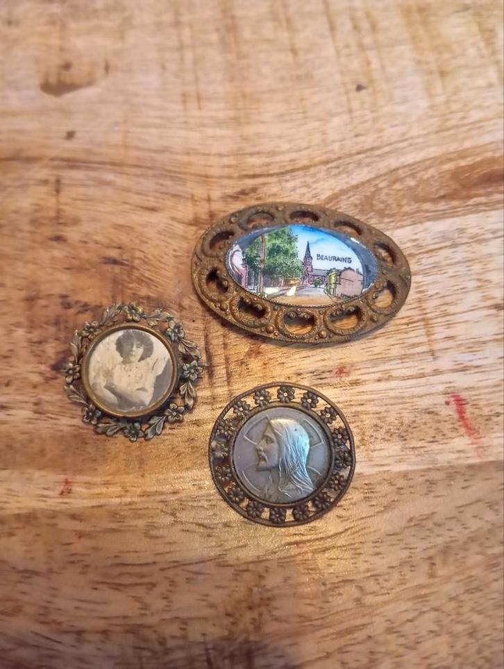 Vintage Broches Set van 3, Sieraden, Tassen en Uiterlijk, Broches, Gebruikt, Overige materialen, Bruin, Minder dan 4 cm, Ophalen of Verzenden
