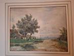 Aquarel Landschap met Koeien arie van Hattem, Ophalen of Verzenden