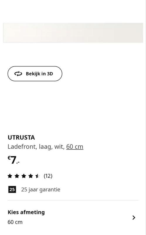 Ladefront bij IKEA utrusta laag 60cm wit NIEUW, Huis en Inrichting, Keuken | Keukenelementen, Nieuw, Minder dan 100 cm, 50 tot 100 cm