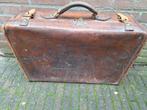 Oude leren koffer leer valies, Sieraden, Tassen en Uiterlijk, Koffers, Ophalen, Gebruikt, Leer, Minder dan 50 cm