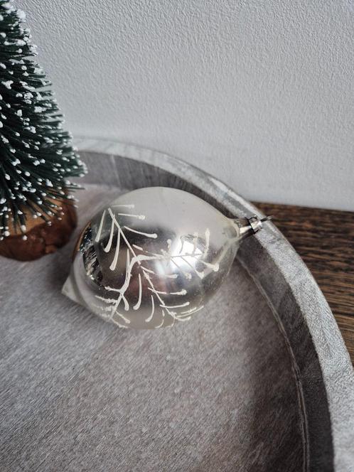 Vintage kerstbal pegel met takjes 492, Diversen, Kerst, Gebruikt, Ophalen of Verzenden