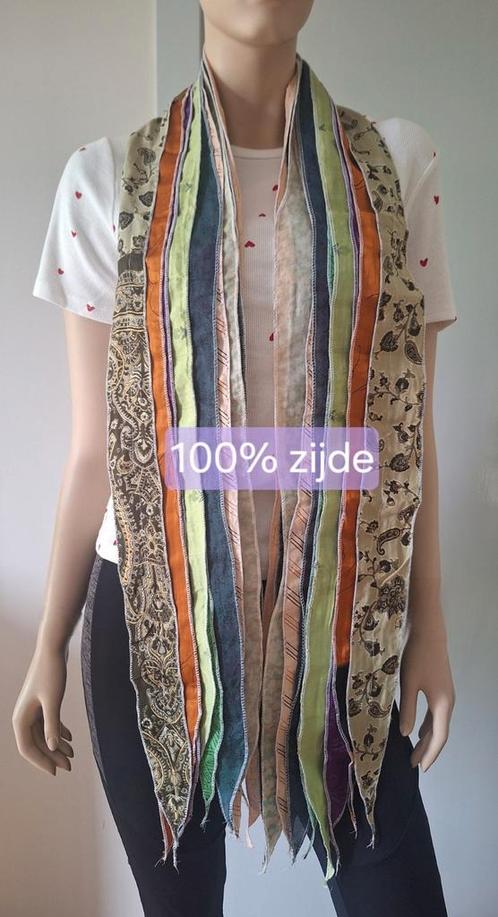 Silk Route patchwork sjaal 100% zijde multicolor, Kleding | Dames, Mutsen, Sjaals en Handschoenen, Nieuw, Sjaal, Ophalen of Verzenden