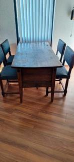 Antieke eettafel met 4 stoelen, Antiek en Kunst, Antiek | Meubels | Tafels, Ophalen