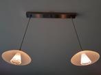 Hanglamp met 2 halogeen lichtpunten, Huis en Inrichting, Ophalen, Gebruikt, Glas, 75 cm of meer