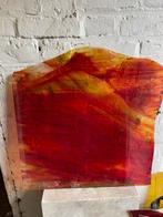 Gevlamd rood geel glas voor glas in lood corca 50 x 50, Ophalen