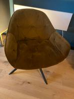 Stijlvolle fauteuil in olijfgroene stof, Ophalen, Overige kleuren, Zo goed als nieuw, Metaal