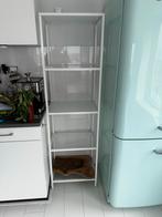 Witte Rekje met Glazen Planken, Huis en Inrichting, Ophalen, Met plank(en), Minder dan 50 cm, Gebruikt