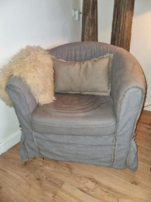 Stoer sober landelijke fauteuil afneembare hoes, Huis en Inrichting, Fauteuils, Zo goed als nieuw, Ophalen