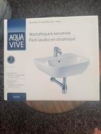 AquaVive wastafelpack Isere 50cm wit + kraan en sifon, Doe-het-zelf en Verbouw, Sanitair, Ophalen of Verzenden, Nieuw, Steen, Wastafel