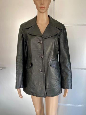 J489 echt-leren jas maat M=38/40 winterjas blazer zwart leer beschikbaar voor biedingen