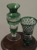 kristallen vazen val saint lambert groene vazen kristal glas, Antiek en Kunst, Ophalen of Verzenden
