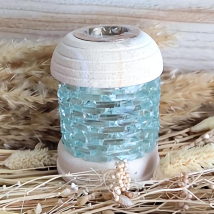 Stenen Oliebrander - Ronde Glazen Steen, Huis en Inrichting, Woonaccessoires | Kandelaars en Kaarsen, Nieuw, Minder dan 25 cm