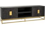 Richmond Interiors - tv-meubel Blackbone gold zgan, 150 tot 200 cm, Minder dan 100 cm, 25 tot 50 cm, Ophalen of Verzenden