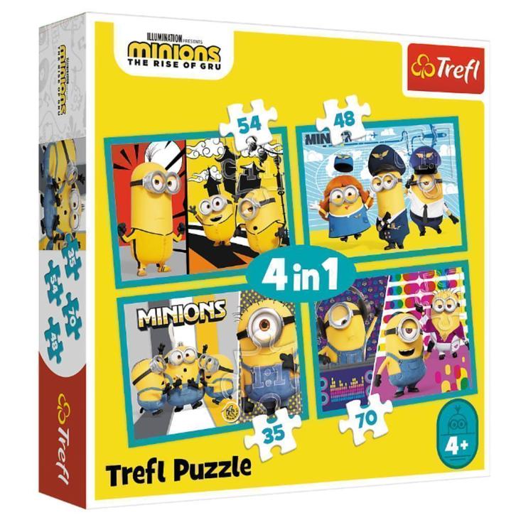 Minions 4 in 1 Puzzel - 35/48/54/70 stukjes - Trefl, Kinderen en Baby's, Speelgoed | Kinderpuzzels, Nieuw, 4 tot 6 jaar, Meer dan 50 stukjes
