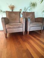 2 bruine fauteuils, Huis en Inrichting, Fauteuils, Ophalen, 75 tot 100 cm, Zo goed als nieuw, Stof