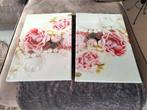 Romantisch tweeluik met rozen, Minder dan 50 cm, Schilderij, Ophalen of Verzenden, Zo goed als nieuw