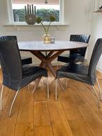 4 Zwarte Lederen Eetkamerstoelen  Montis Spica, Huis en Inrichting, Stoelen, Gebruikt, Zwart, Leer, Ophalen of Verzenden