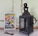 Antieke Franse lantaarn met tralies en greep, Antiek en Kunst, Antiek | Woonaccessoires, Ophalen of Verzenden