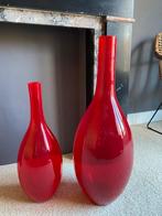 Rode glazen vazen (70cm en 54 cm), Huis en Inrichting, Woonaccessoires | Vazen, Zo goed als nieuw, Ophalen