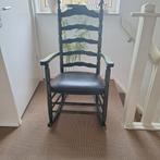 schommelstoel met lederen zitje, Huis en Inrichting, Stoelen, Ophalen, Gebruikt, Overige kleuren, Hout