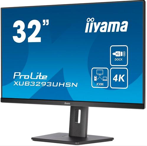 Iiyama ProLite XUB3293UHSN-B5 Zwart ips 4k kvm monitor 32", Computers en Software, Monitoren, Zo goed als nieuw, DisplayPort, HDMI