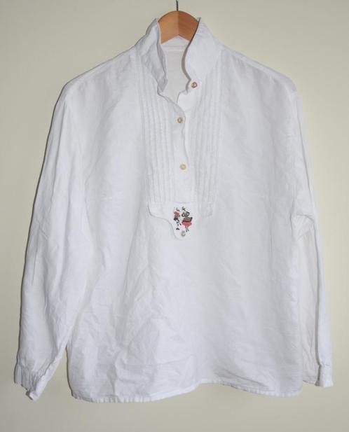 Tiroler Beieren witte blouse geborduurde versiering Folkore, Kleding | Dames, Blouses en Tunieken, Gedragen, Maat 42/44 (L), Wit