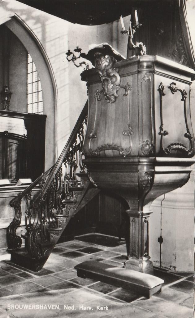 BROUWERSHAVEN Ned. Her. Kerk Preekstoel, Verzenden, 1960 tot 1980, Gelopen, Zeeland