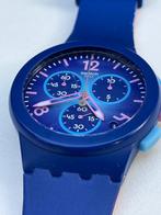 Swatch horloge Blue Heelflip Paris 2024 in heel goede staat!, Kunststof, Polshorloge, Swatch, Kunststof