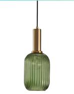 Hanglamp groen glas koper vintage 2 stuks, Minder dan 50 cm, Nieuw, Glas, Ophalen of Verzenden