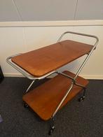 Vintage theetafel met Houten Bladen op wieltjes, Huis en Inrichting, Ophalen, Minder dan 50 cm, Gebruikt, 50 tot 100 cm
