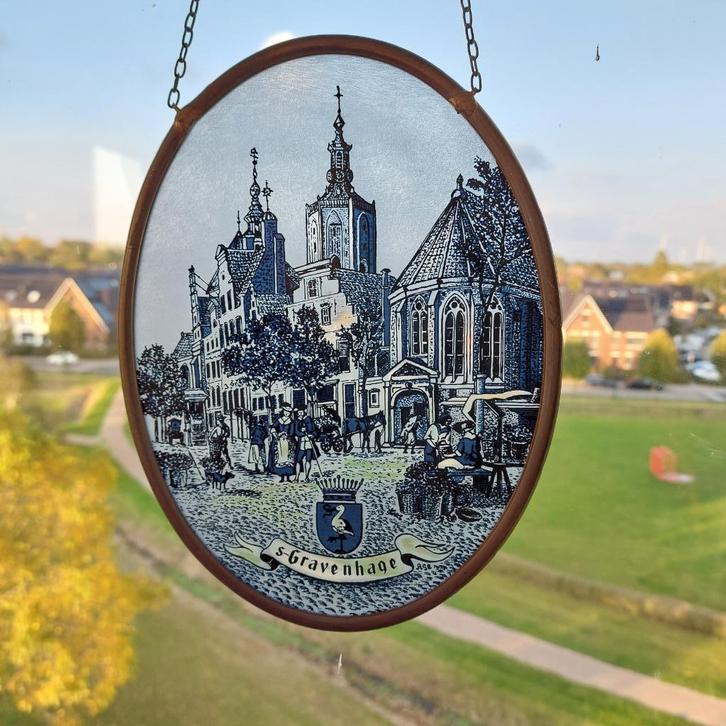 Glas in lood raamhanger, Antiek en Kunst, Antiek | Glas en Kristal, Ophalen of Verzenden
