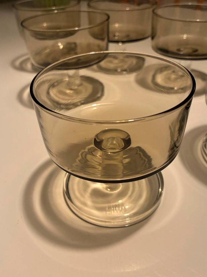 Vintage Luminarc Sweden Fina rookglas champagne coupes (7), Huis en Inrichting, Keuken | Servies, Gebruikt, Glas of Glazen, Overige stijlen