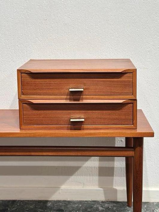 Set Vintage Teakhouten Zwevende Nachtkastjes, Huis en Inrichting, Slaapkamer | Nachtkastjes, Gebruikt, Ophalen of Verzenden