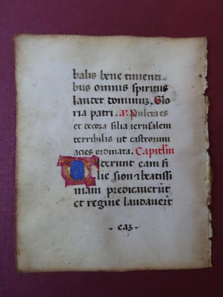 miniatuur Getijdenboek manuscript perkament 2 Italie 1400, Antiek en Kunst, Antiek | Boeken en Bijbels, Verzenden