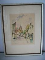 Litho Gerard van Berkel - Velsen Straatje - 32 x 42,5 cm, Ophalen of Verzenden