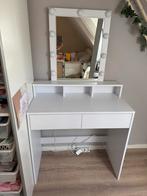 Kaptafel met spiegel en verlichting, Ophalen, Gebruikt, 100 tot 150 cm, 50 tot 100 cm