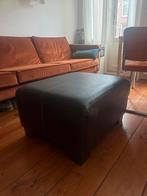 Lederen Hocker, Gebruikt, Leer, Ophalen of Verzenden, Rechthoekig