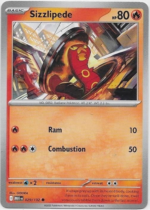 Mega Evolution,  Sizzlipede [common] 29/132, Ophalen of Verzenden, Nieuw, Losse kaart
