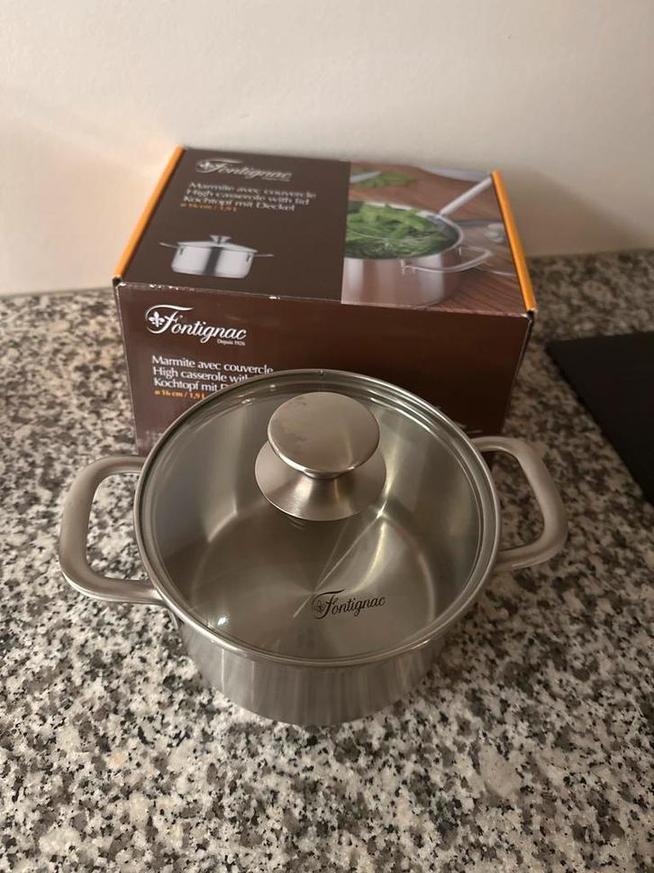 Fontignac Kookpan RVS met Deksel - Nieuwstaat 16 1,9l!, Huis en Inrichting, Keuken | Potten en Pannen, Zo goed als nieuw, Kookpan of Snelkookpan