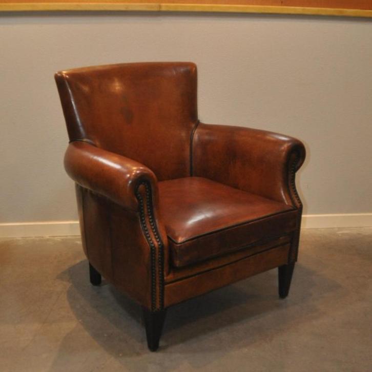 Rosan, schapenleren fauteuil i.z.g.s., Huis en Inrichting, Fauteuils, Gebruikt, Leer, 50 tot 75 cm, 75 tot 100 cm, Ophalen